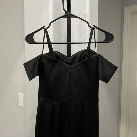 Dress the Population Dress Sz Small Gown Black Gabrielle Satin Off The Shoulder - Picture 8 of 12